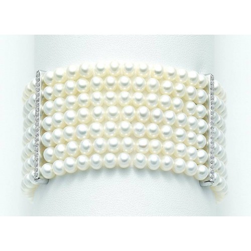 BRACCIALE MILUNA KIARA 7 FILI PERLE DI MARE BIANCHE CON 63 ZIRCONI