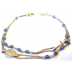 UNOAERRE ROSAIRE BRACELET EN ARGENT STERLING AVEC AGATE BLEUE