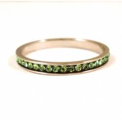 UNOAERRE WEDDING RING SILVER RING WITH GREEN CRYSTALS UNISEX