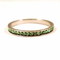 BAGUE ARGENT ANNEAU DE MARIAGE UNOAERRE AVEC CRISTAUX VERTS UNISEXE