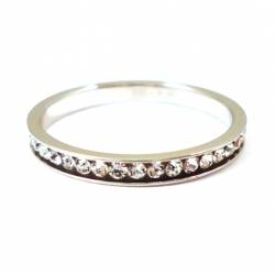 UNOAERRE WEDDING RING SILVER RING WITH WHITE CRYSTALS