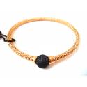 COPPER-PLATED SILVER RING BRACELET WITH GREY GLITTER BALL