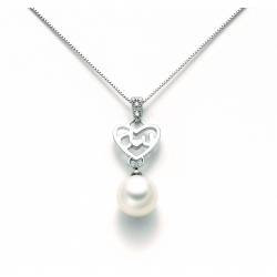 COLLANA MILUNA KIARA IN ORO BIANCO 18 KT E DIAMANTE E PERLA