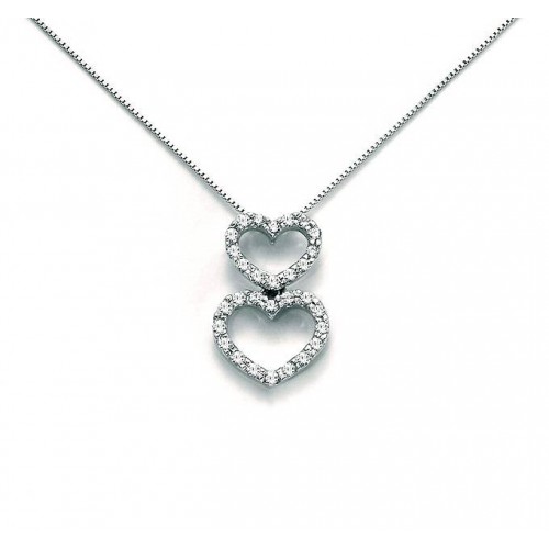 COLLANA MILUNA KIARA IN ARGENTO CUORE CON 34 ZIRCONI