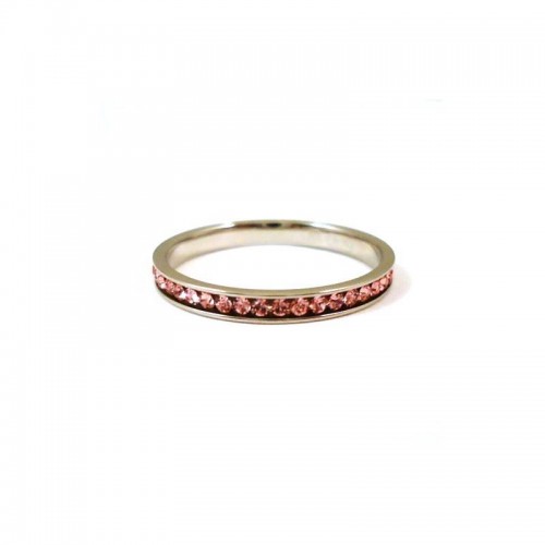 UNOAERRE WEDDING RING RING IN SILVER WITH PINK CRYSTALS
