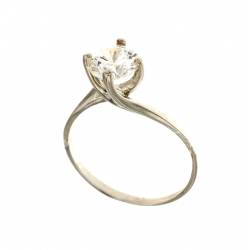 ANELLO SOLITARIO DA DONNA IN ORO BIANCO 18 KT CON ZIRCONE