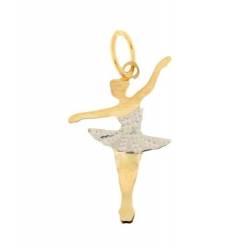 CIONDOLO BALLERINA IN ORO BIANCO E GIALLO 18 KT + COLLANA IN OMAGGIO