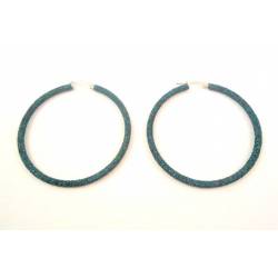 UNOAERRE CIRCLES EARRINGS IN SILVER with GLITTER 6.5 CM DIAMETER GREEN