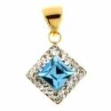 CIONDOLO IN ORO GIALLO18 KT CON ACQUAMARINA E ZIRCONI + COLLANA LACCIO IN OMAGGIO