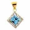 CIONDOLO IN ORO GIALLO18 KT CON ACQUAMARINA E ZIRCONI + COLLANA LACCIO IN OMAGGIO