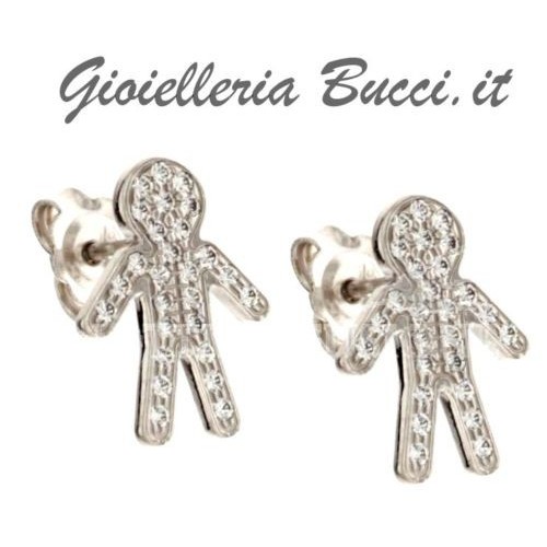 BABY BOY EARRINGS IN 18 KT WHITE GOLD with ZIRCON