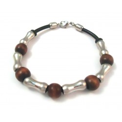 BRACELET HOMME EN ACIER ET BOIS