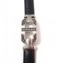 WOMEN'S LEATHER BRACELET AND STEEL WITH CUBIC ZIRCONIA