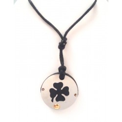 FOUR-LEAF CLOVER NECKLACE stainless steel and yellow gold 18 KT